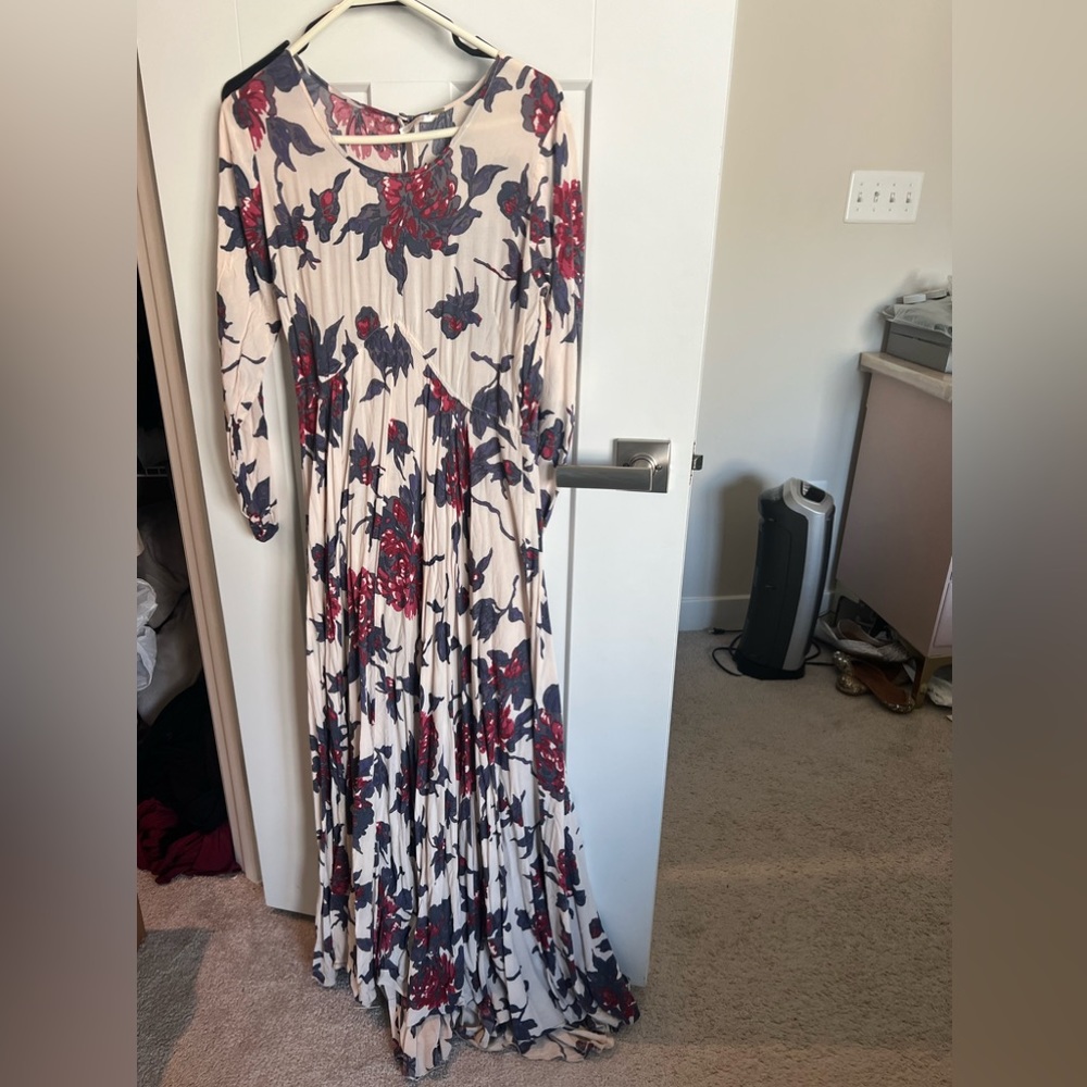 Free people maxi floral long sleeve dress